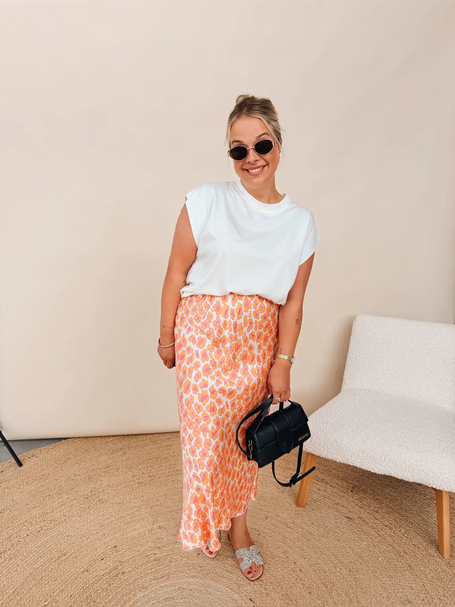 Viviane Leopard Rok Oranje