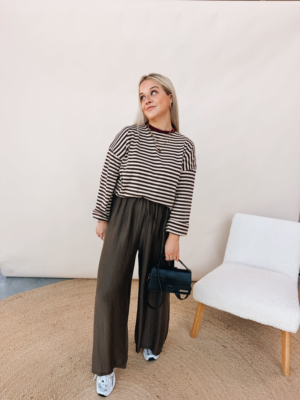 Mona Striped Top Choco/Beige