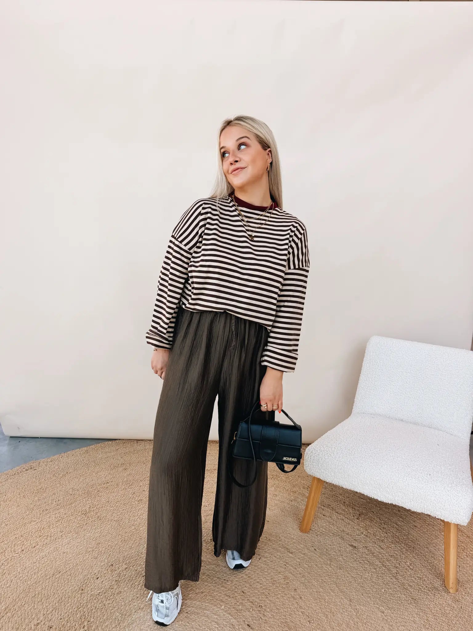 Mona Striped Top Choco/Beige