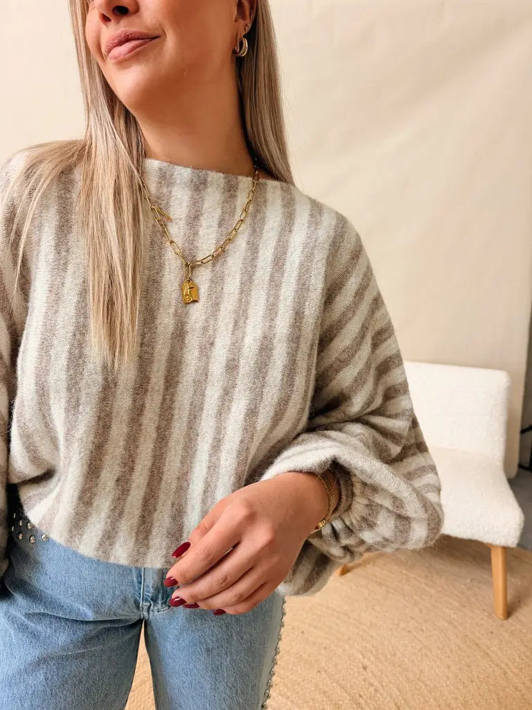 Willemijn Striped Knit Beige/Ecru