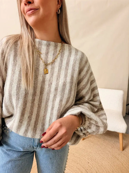 Willemijn Striped Knit Beige/Ecru