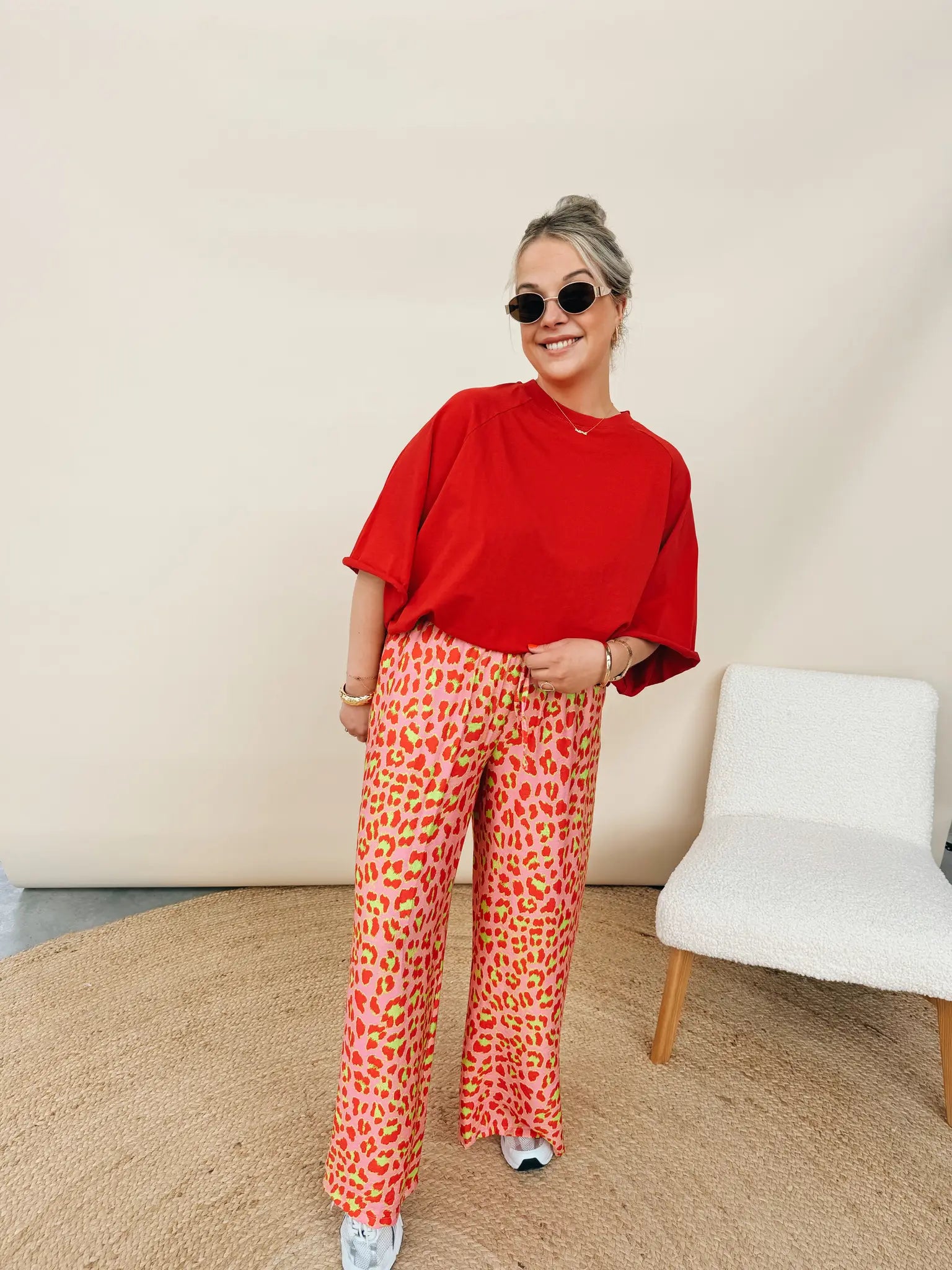 Valerie Leopard Pantalon Rood