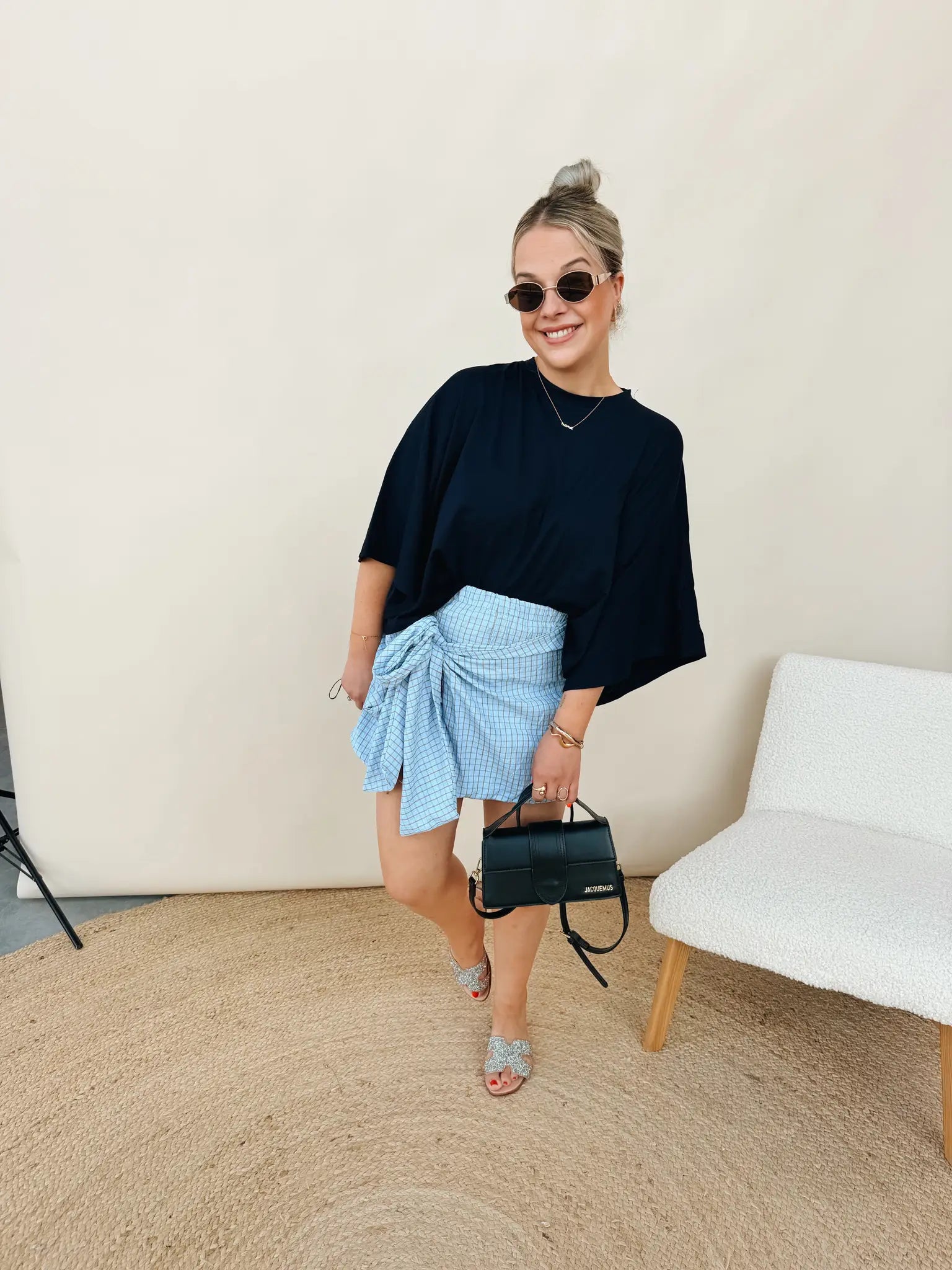 Linne Skort Blauw