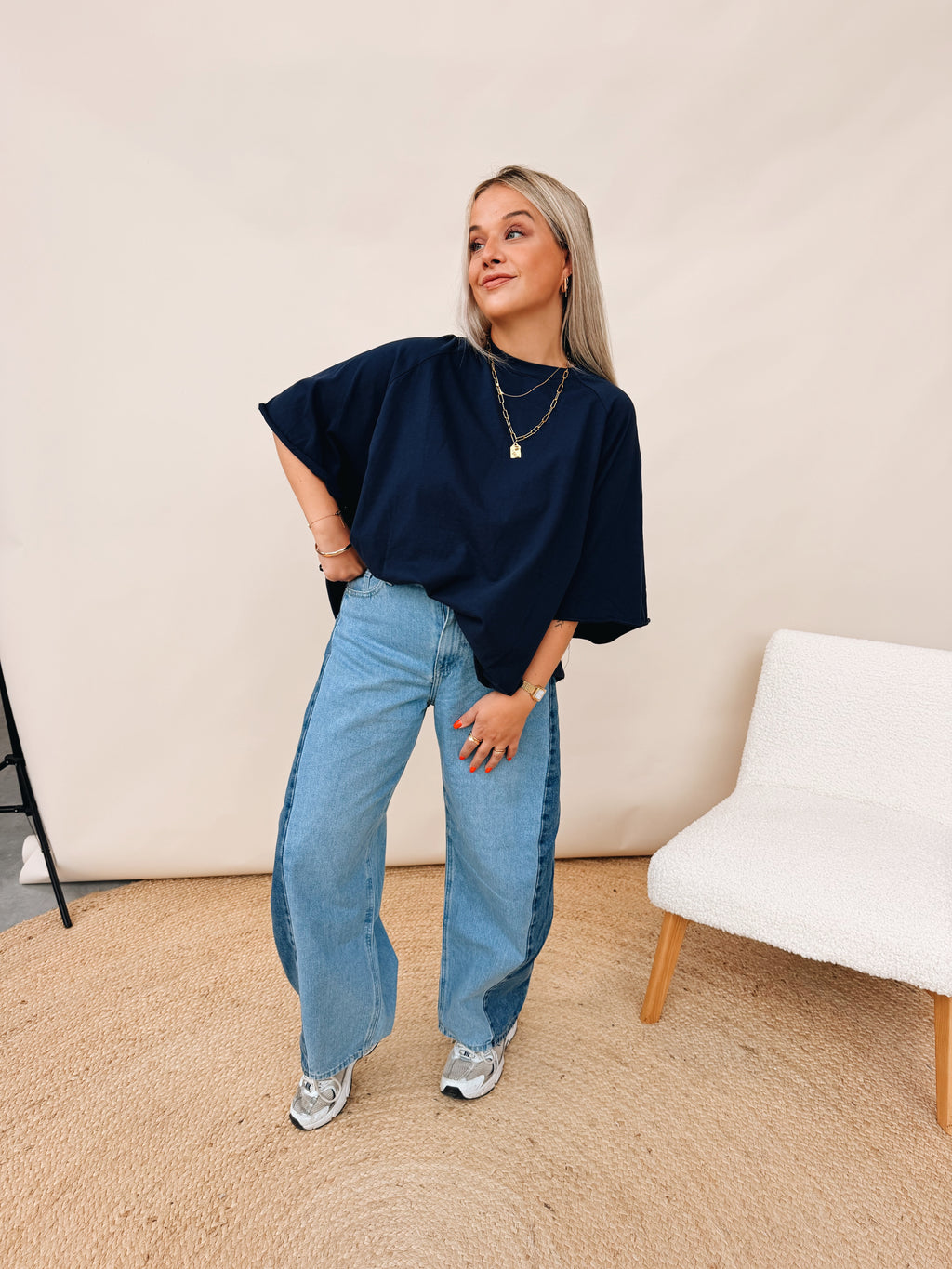 Bea Oversized Shirt Marineblauw
