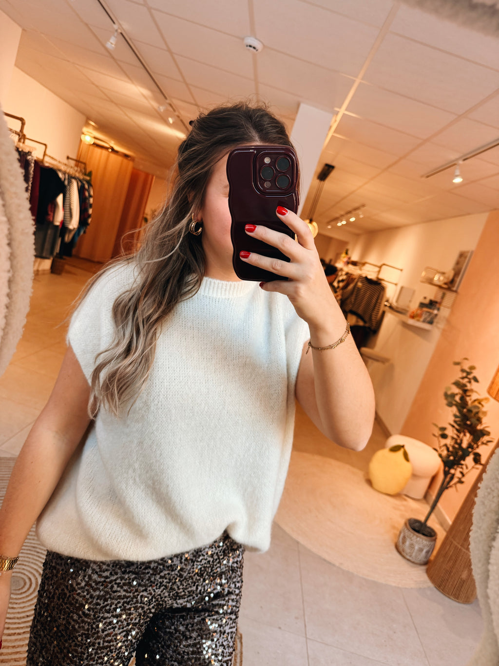 Dina Paillettes Pantalon Choco