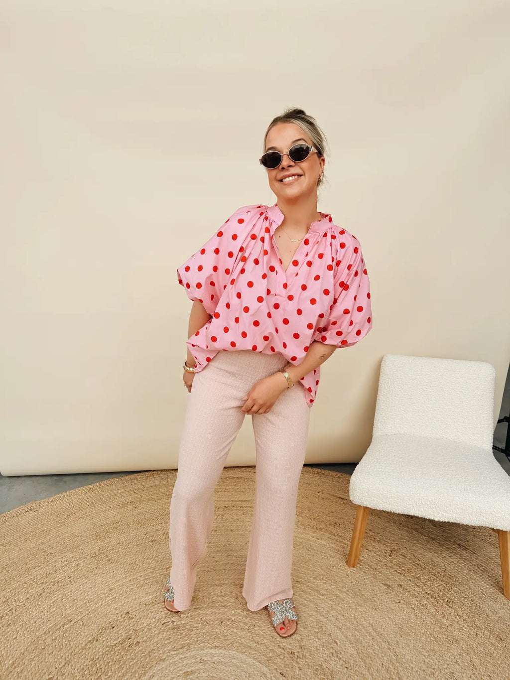 Leonie Dot Top Rose/Rood