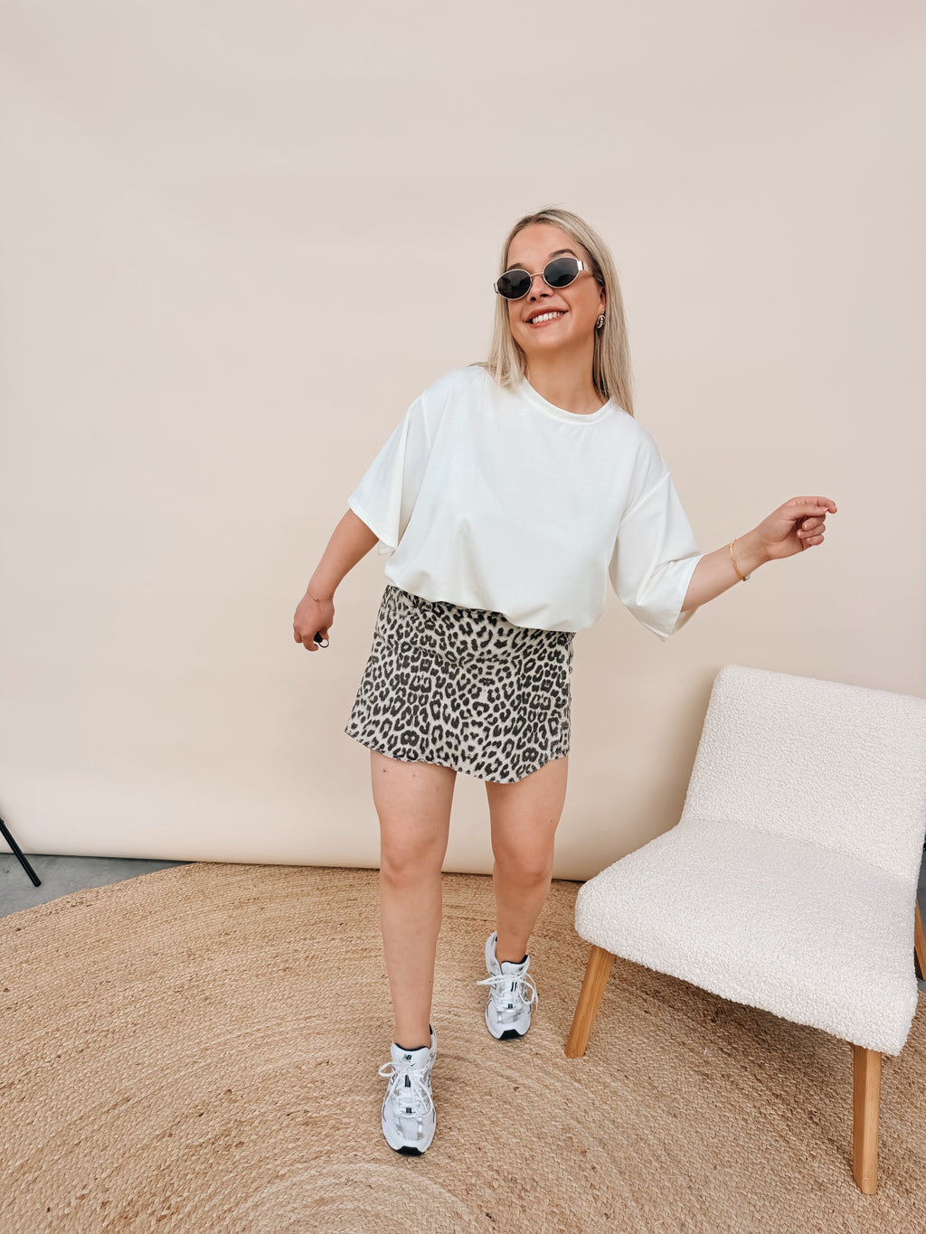 Carina Leopard Jeansskort