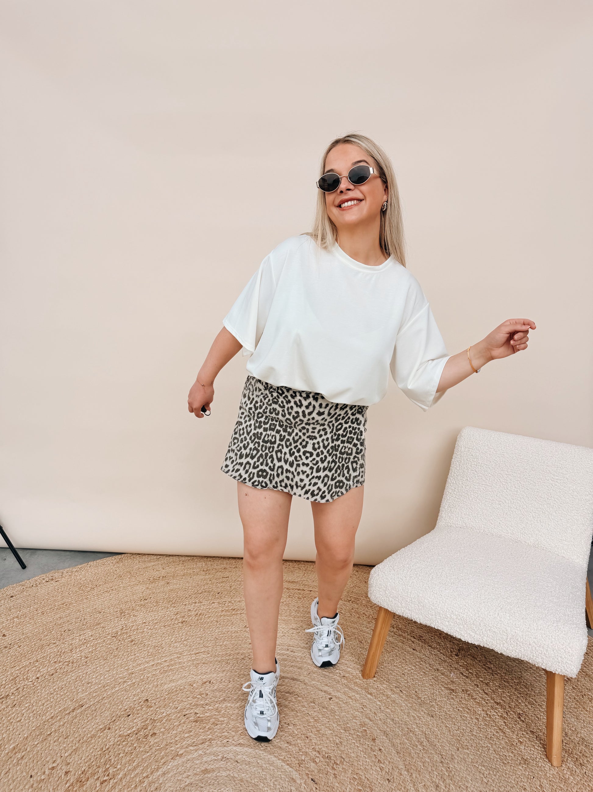 Carina Leopard Jeansskort