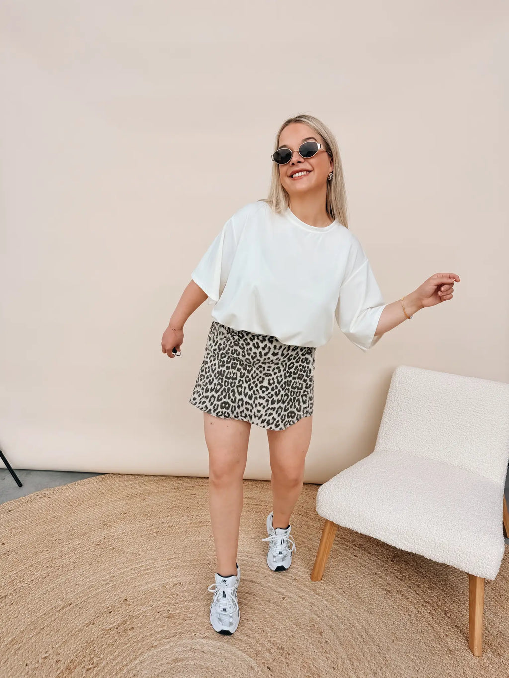 Carina Leopard Jeansskort