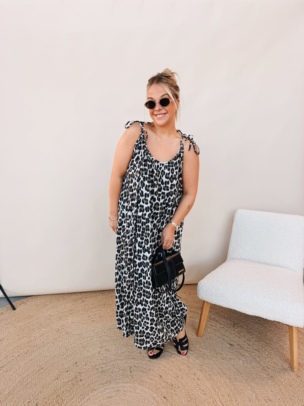 Roos Leopard Jurk Zwart