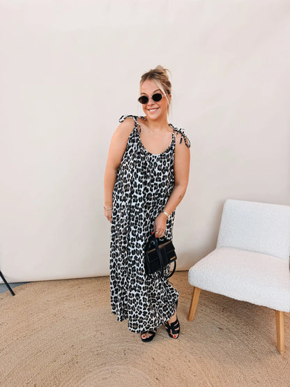 Roos Leopard Jurk Zwart
