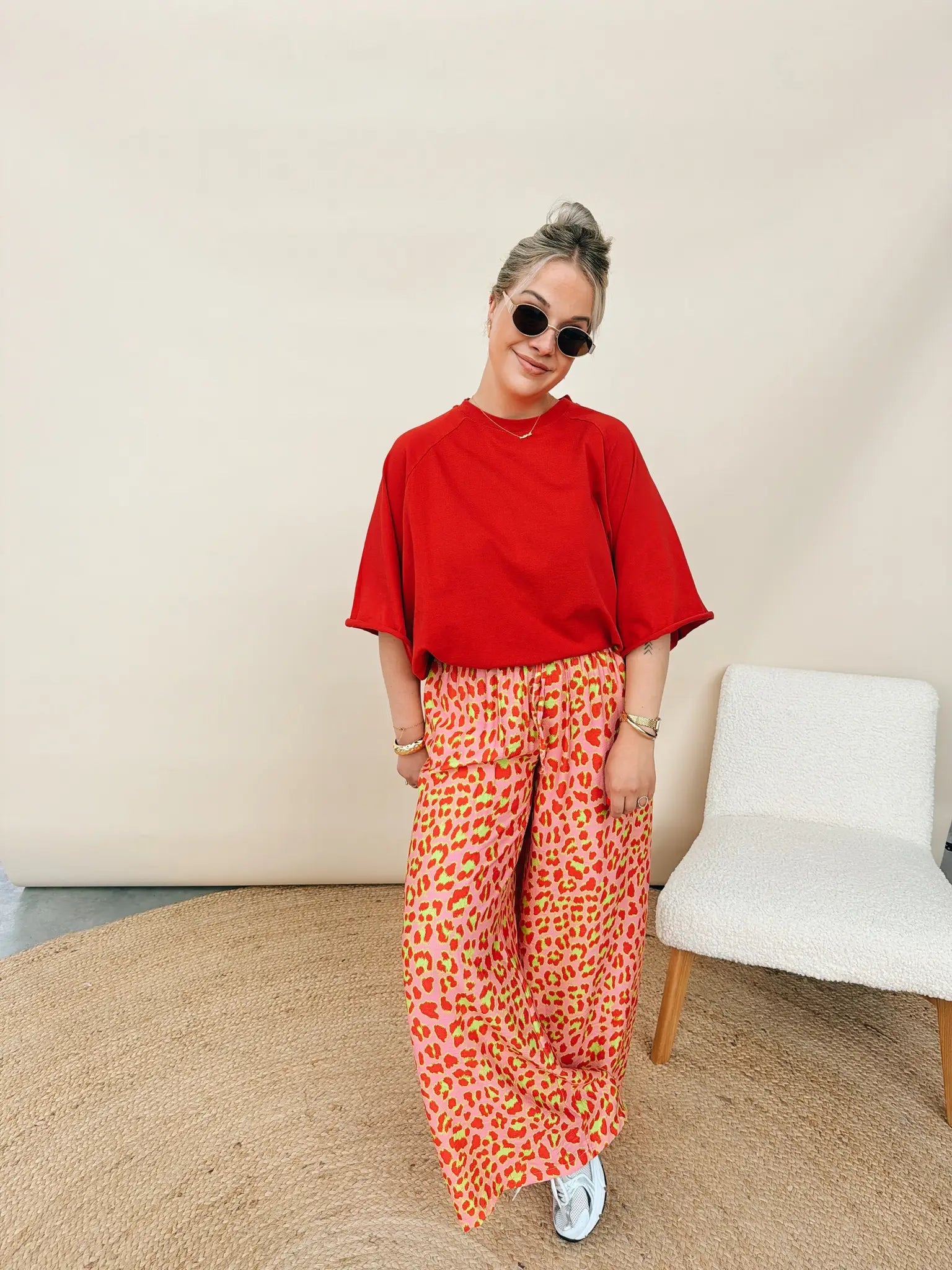 Valerie Leopard Pantalon Rood