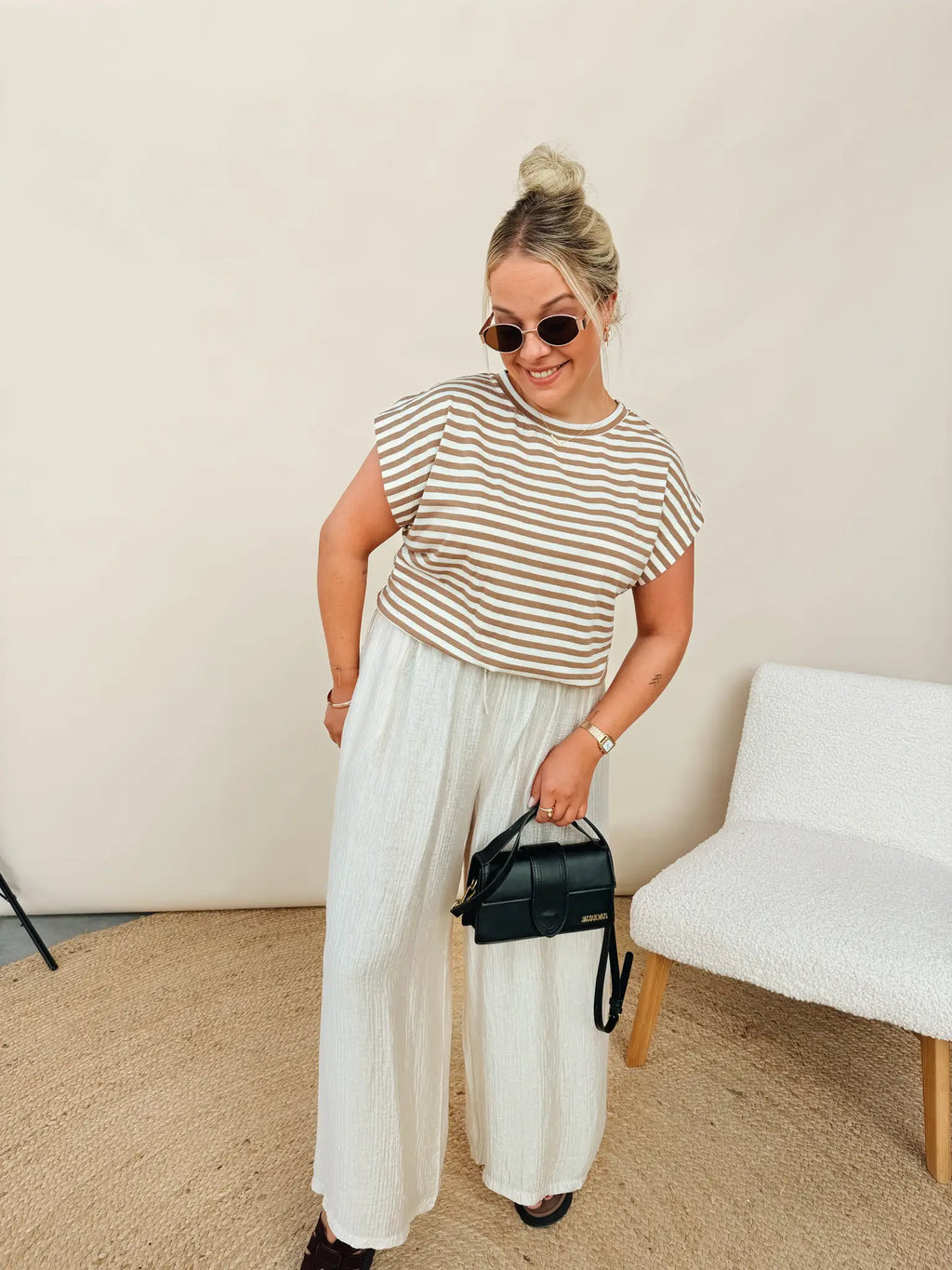 Ann-Marie Striped Top Camel