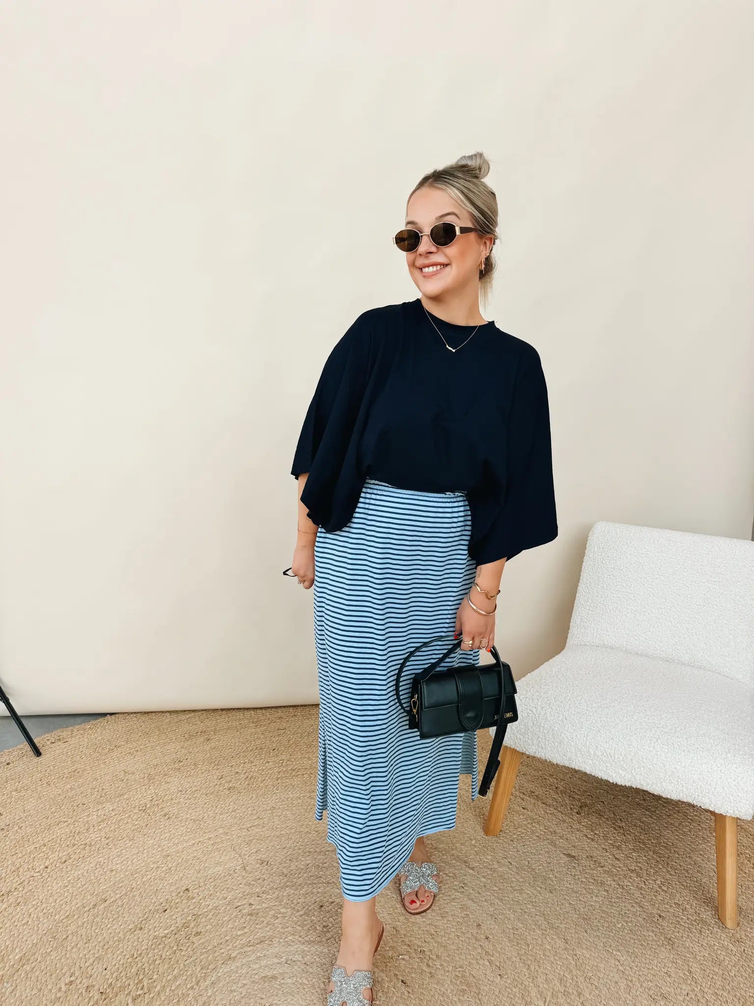 Preza Striped Rok blauw