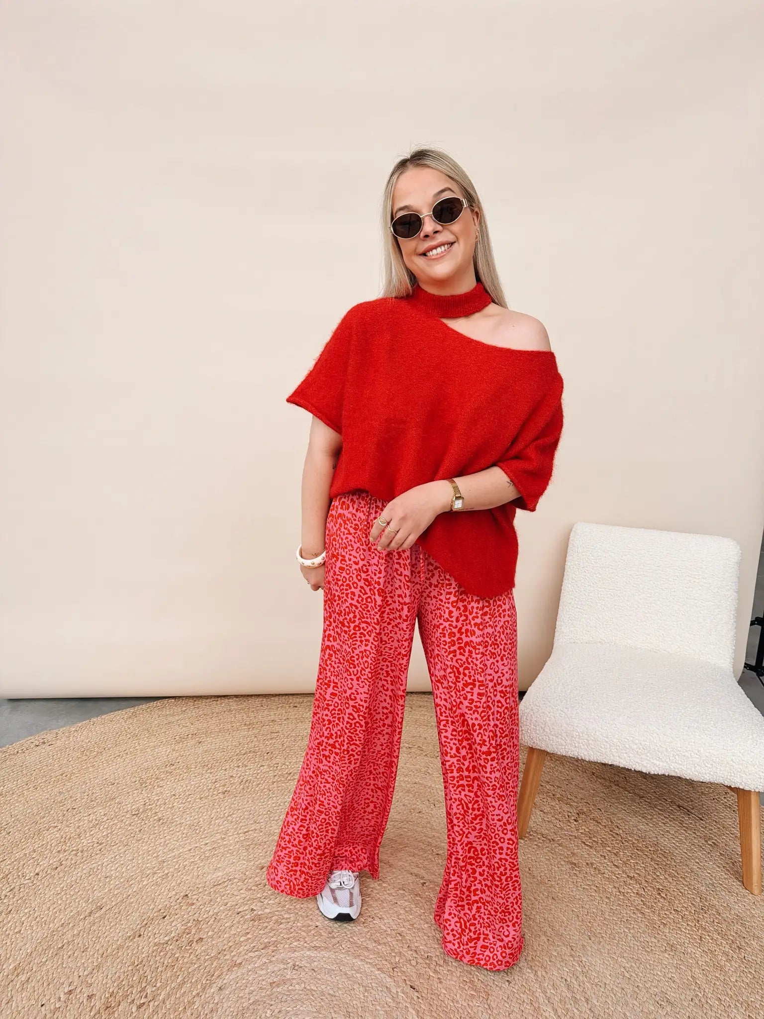 Fien Leopard Pantalon Fuchsia