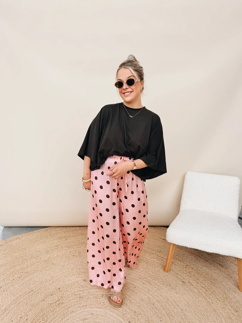 Marilou Dot Pantalon Rose/Choco