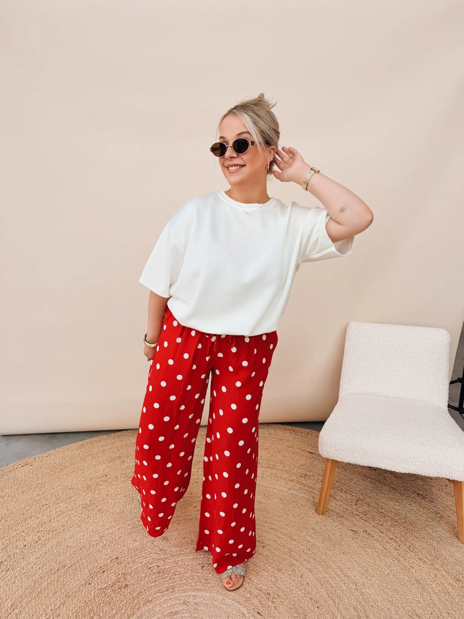 Celeste Dot Pantalon Rood