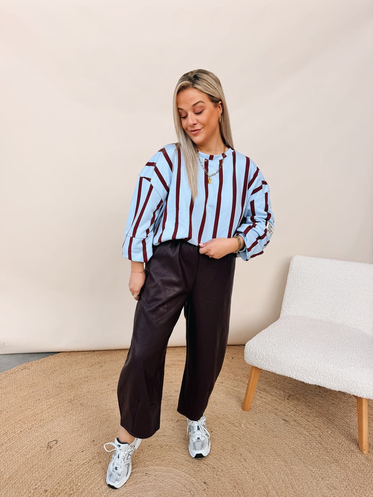 Blanche Sweatshirt Bordeaux/Babyblauw