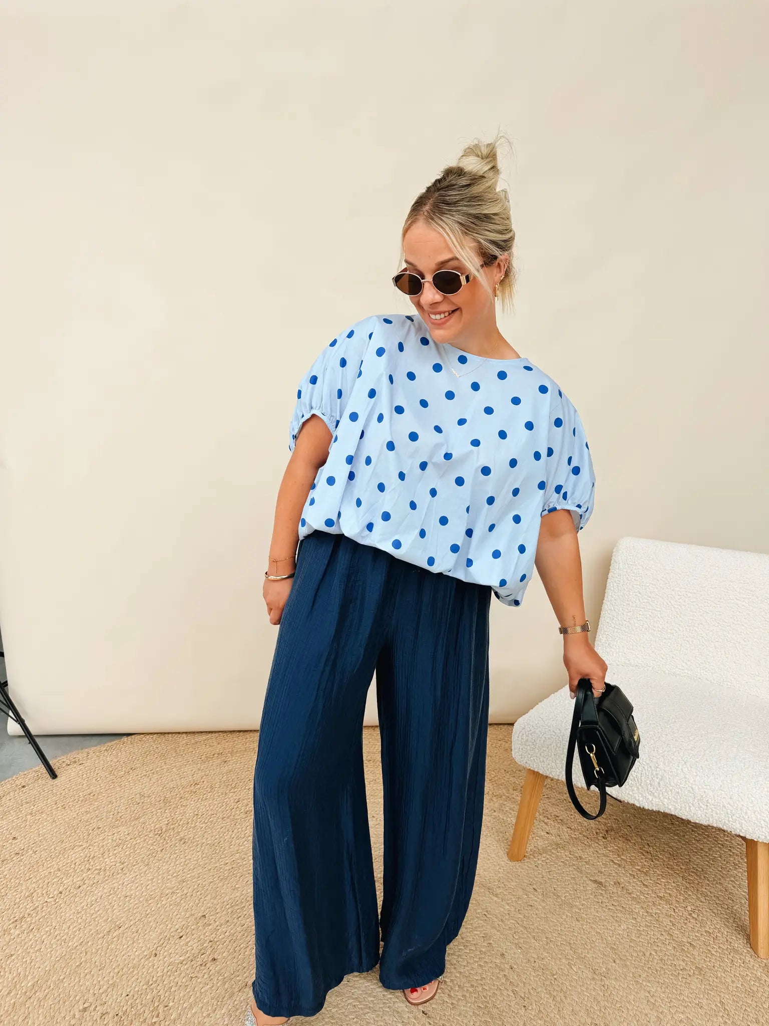 Odette Dot Top Babyblauw/Kobaltblauw