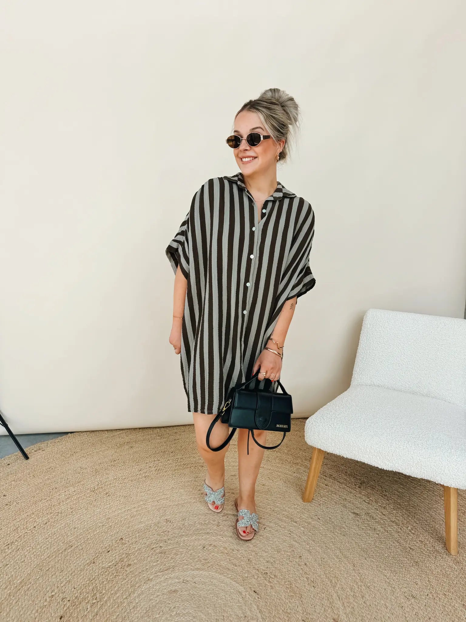Charlotte Striped Jurk Choco