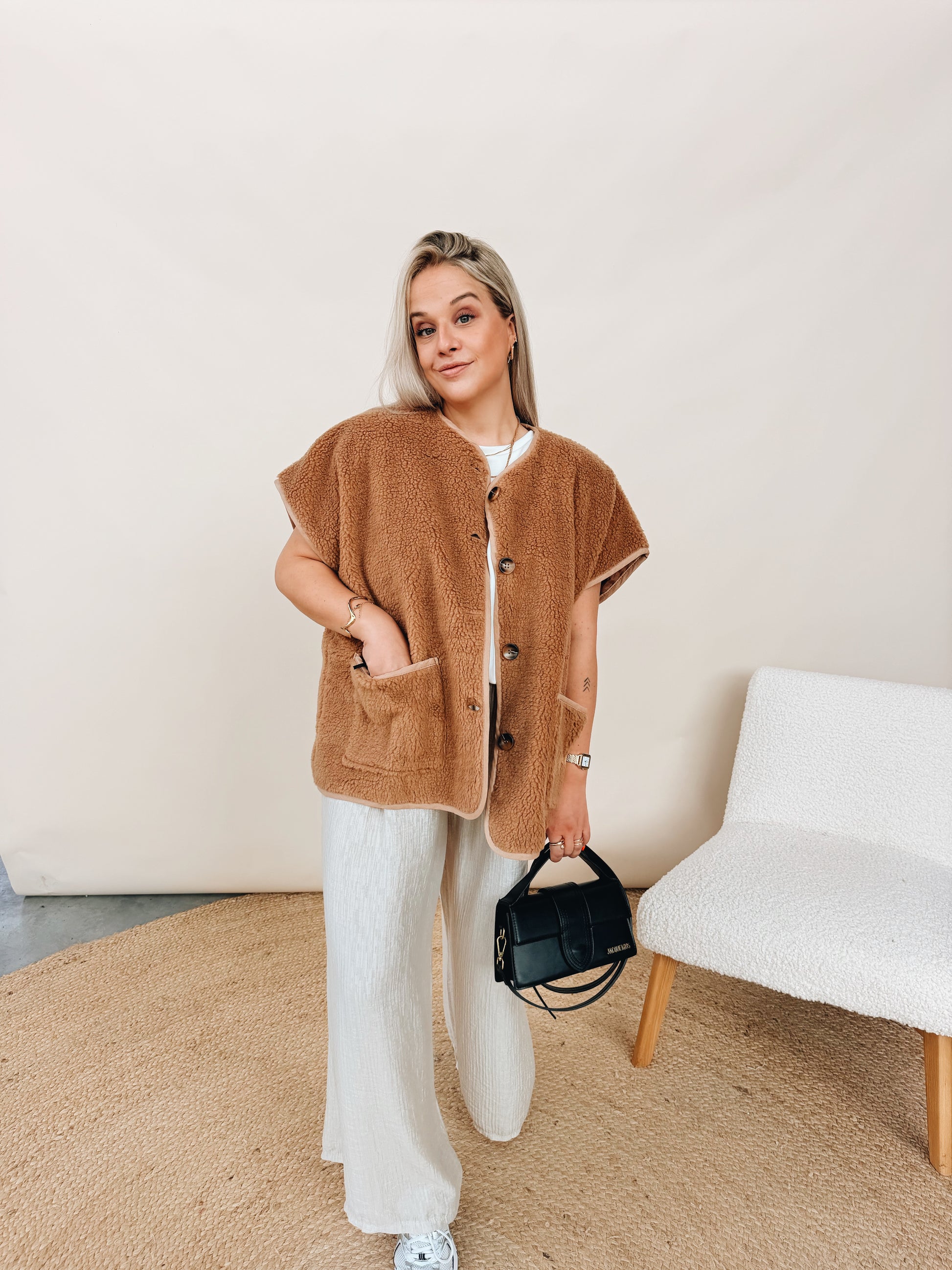 Demi Teddy Gilet Camel