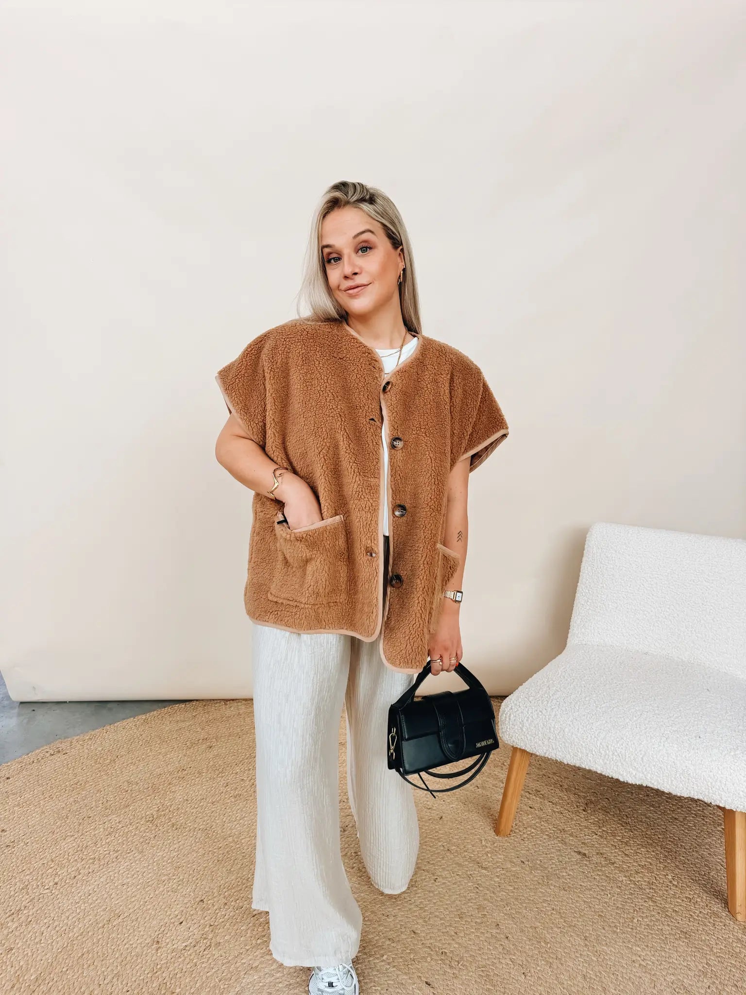 Demi Teddy Gilet Camel