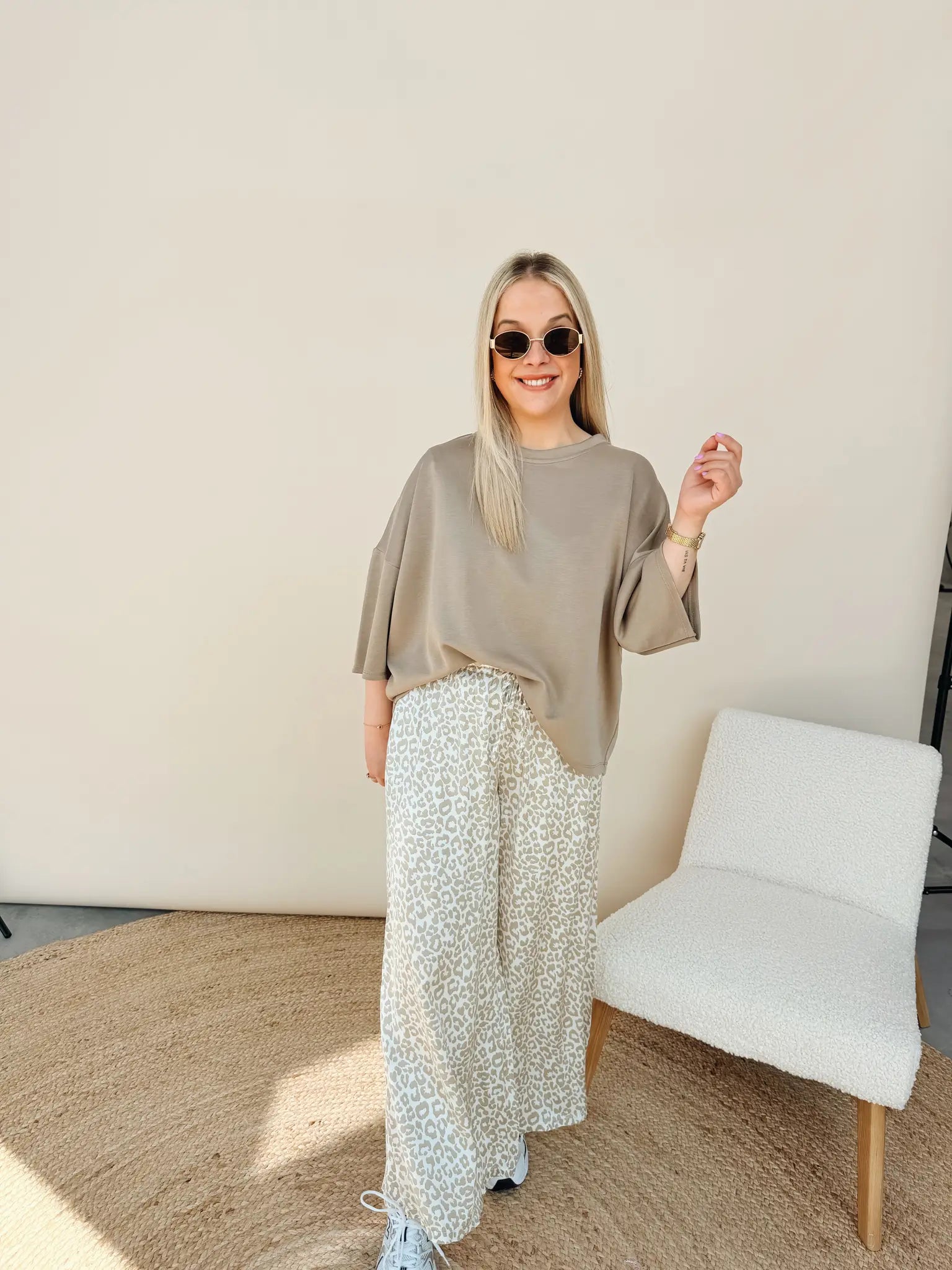 Liliana Leopard Pantalon Beige