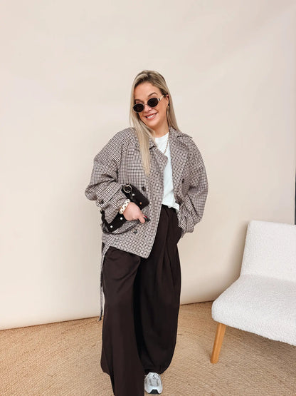 Renée Checkered Jacket Choco
