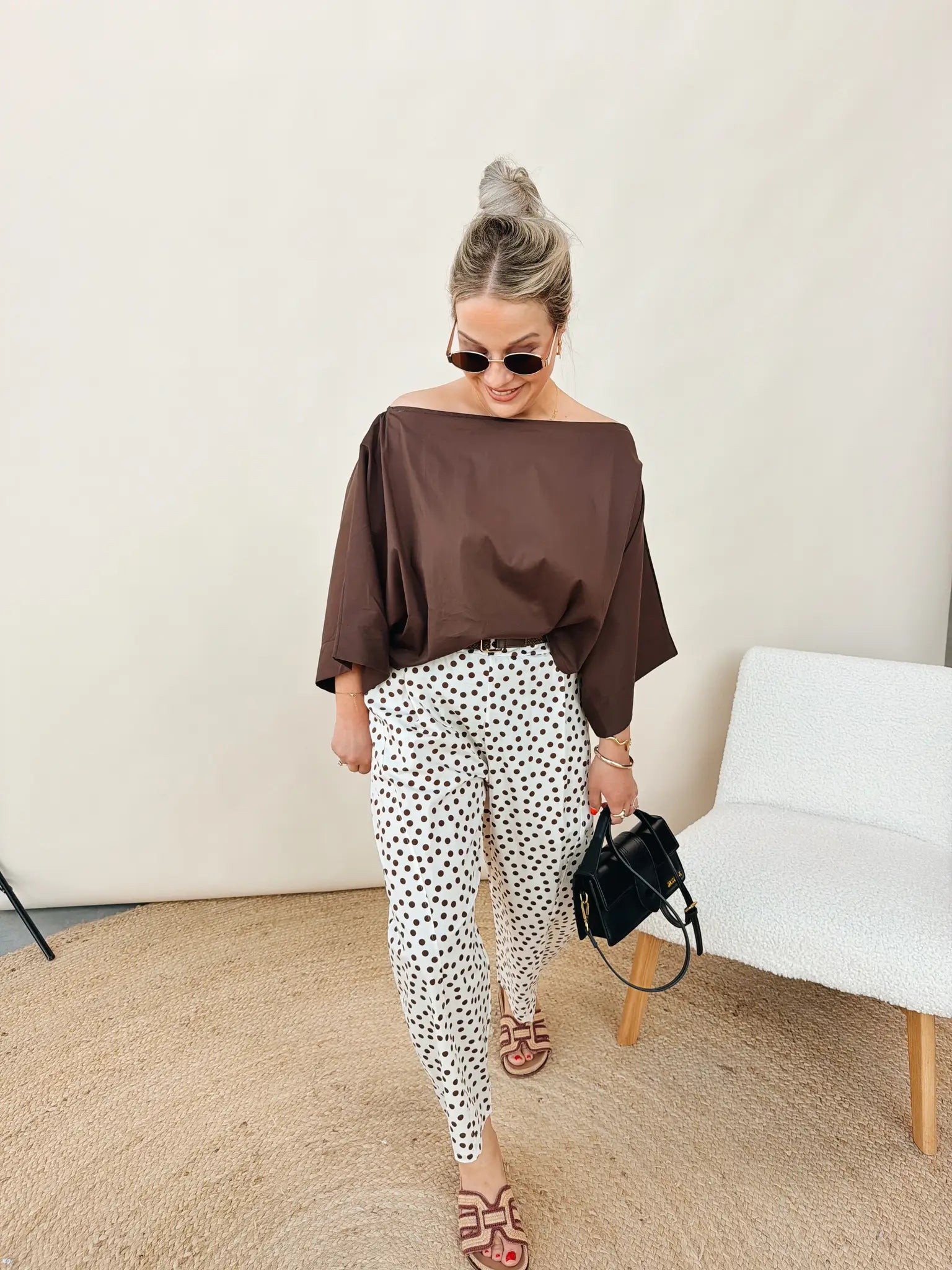 Blanche Dot Pantalon Ecru