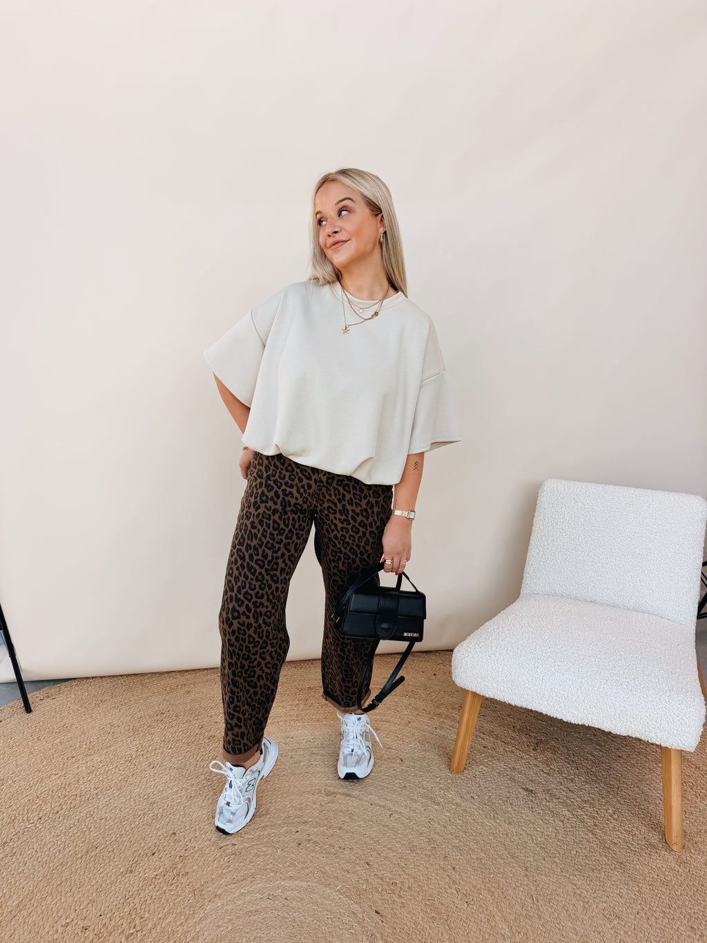 Milae Leopard Cargo Barrel Jeans