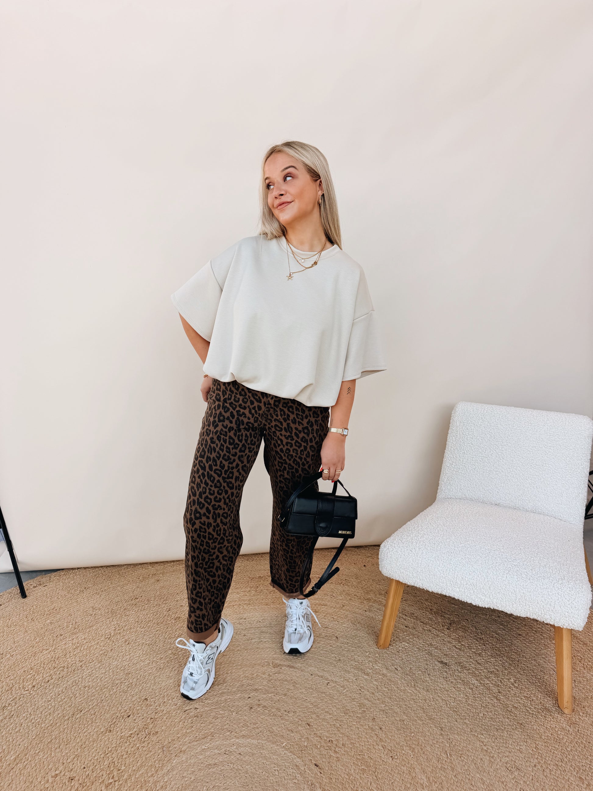 Milae Leopard Cargo Barrel Jeans