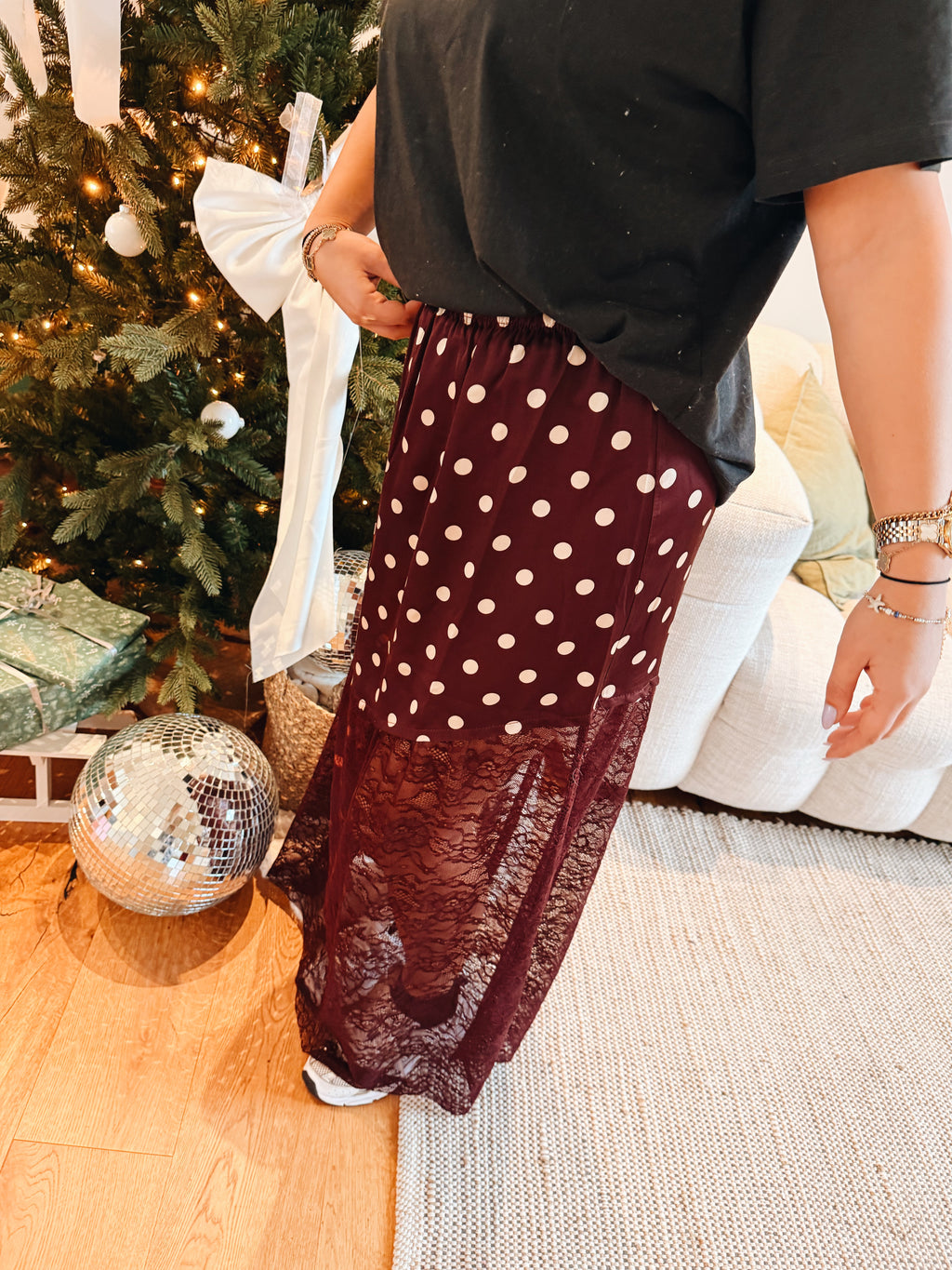 Patrice Rok Polka & Lace Bordeaux