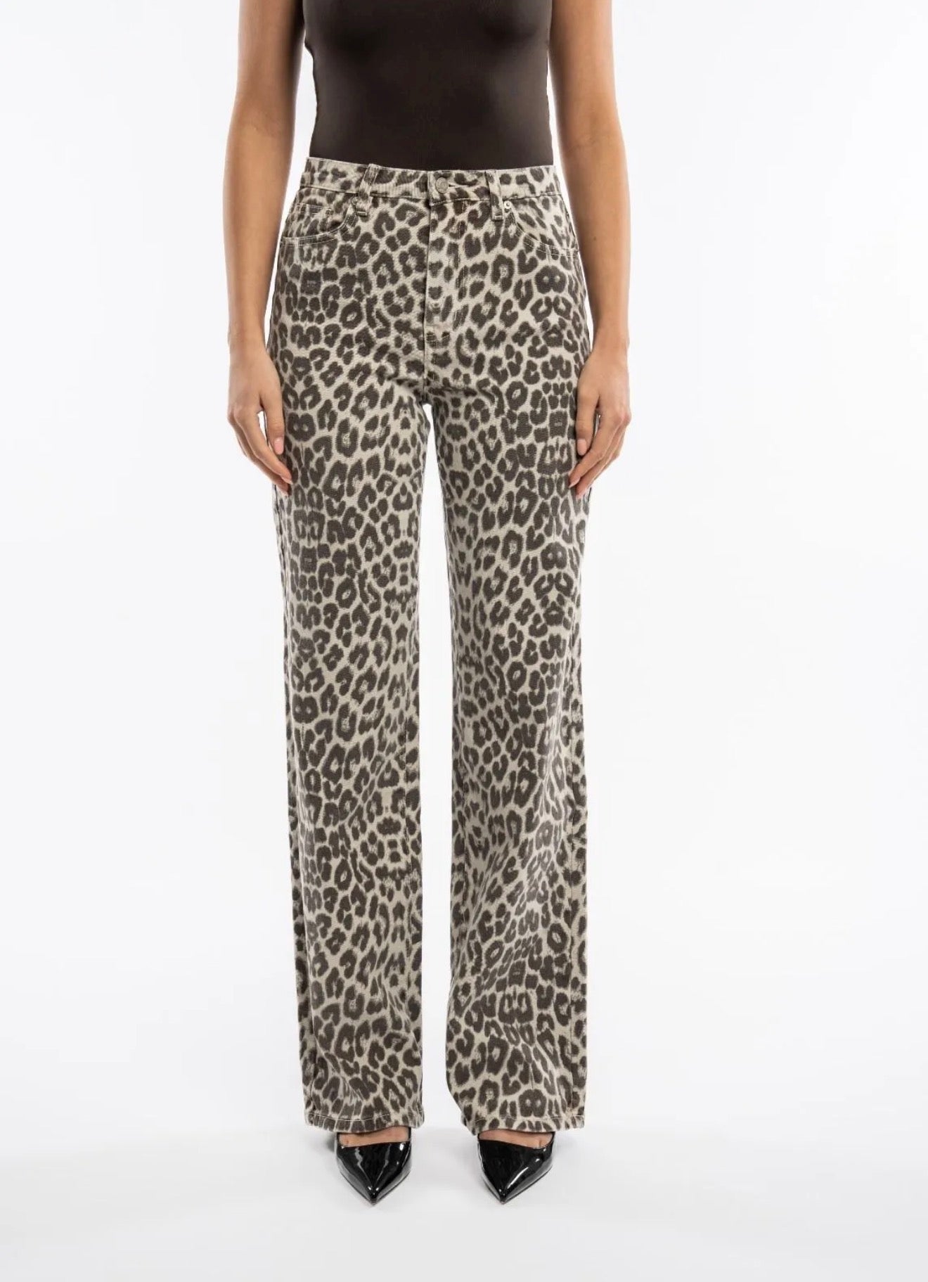 Lynn Leopard Jeans Straight Leg