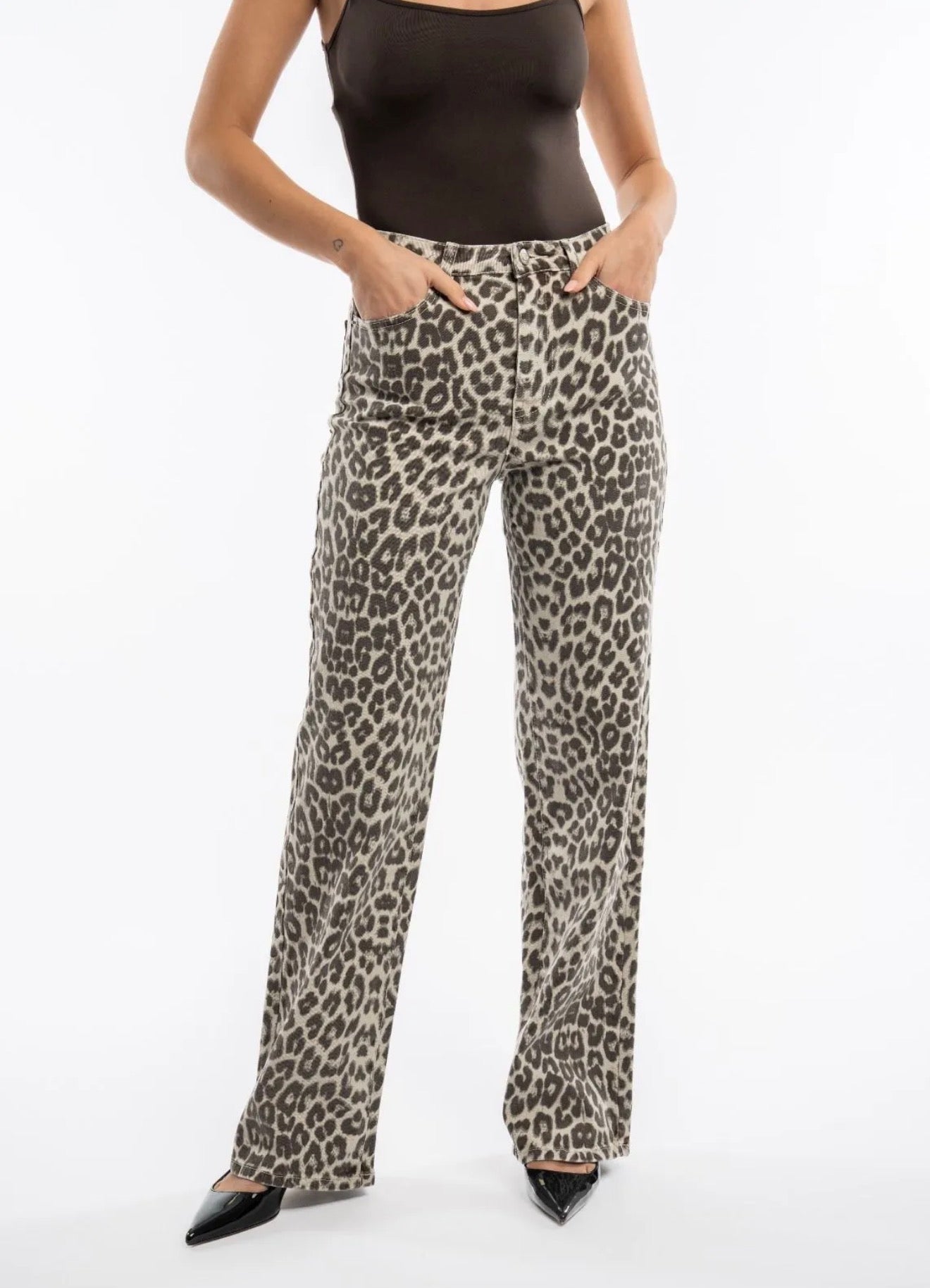 Lynn Leopard Jeans Straight Leg