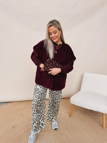 Demi Teddy Gilet Burgundy
