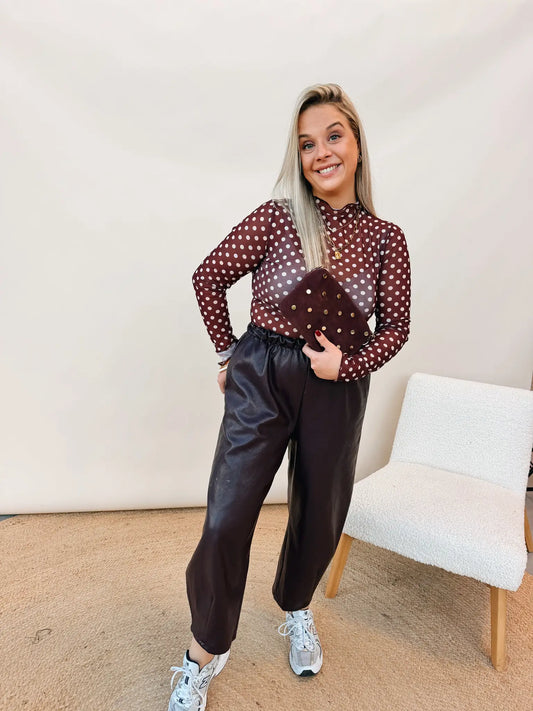 Soraya Dot Top Bordeaux