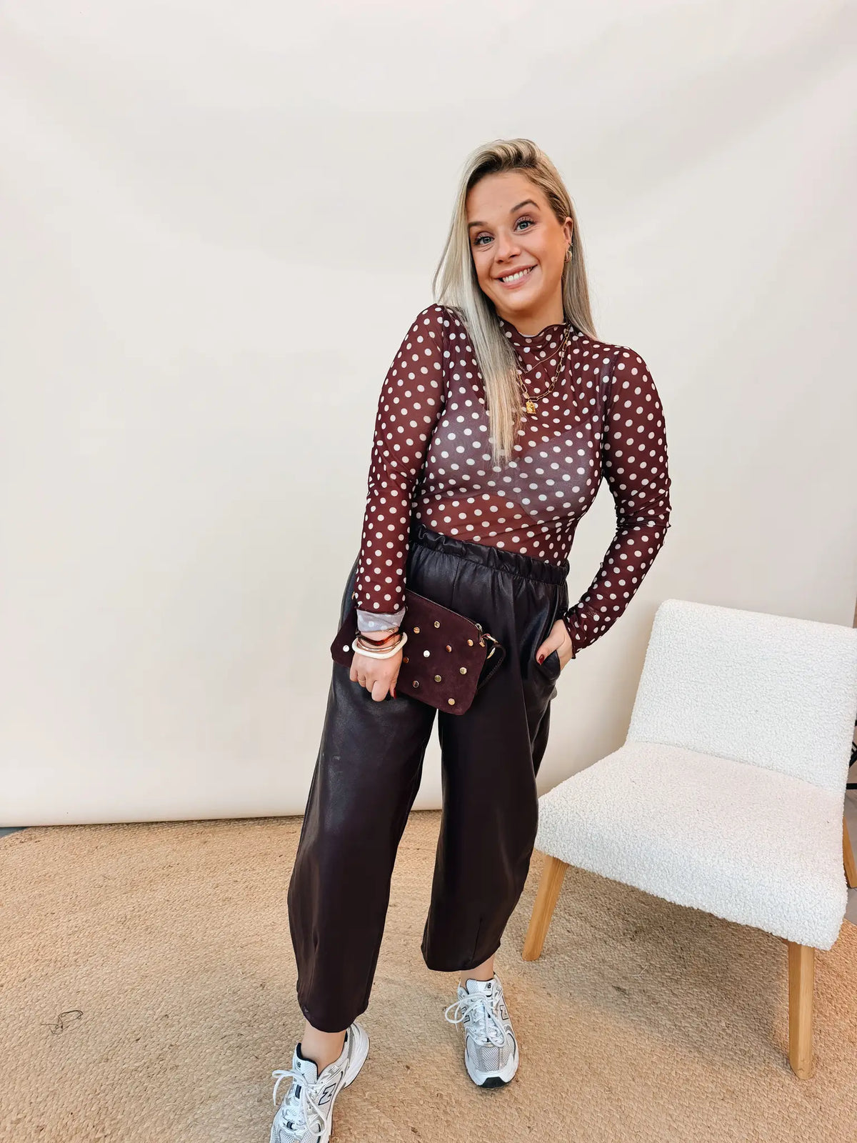 Soraya Dot Top Bordeaux