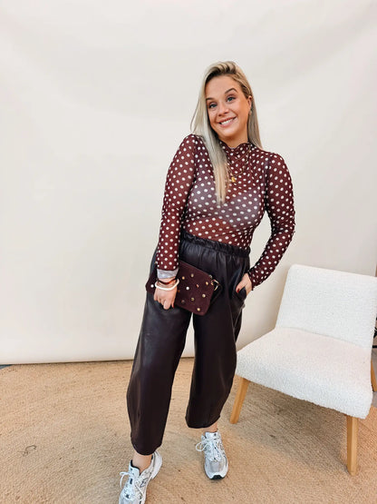 Soraya Dot Top Bordeaux