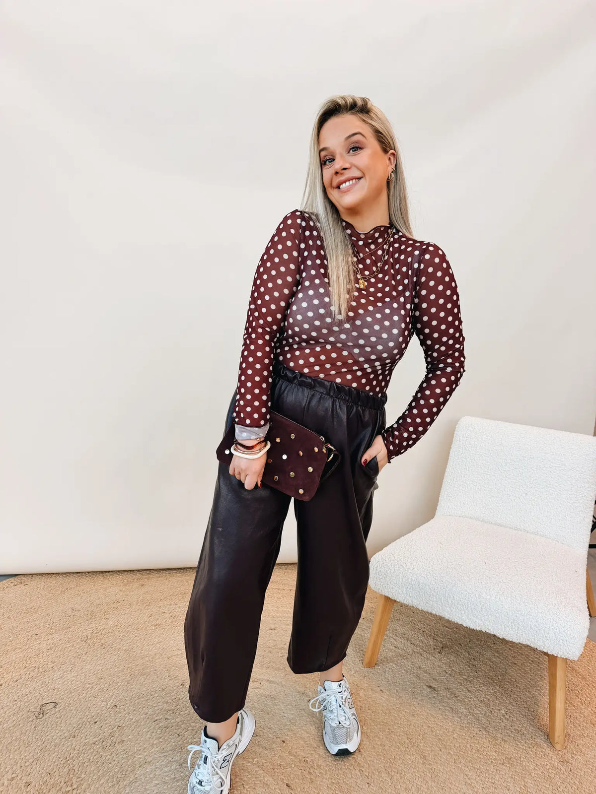 Soraya Dot Top Bordeaux