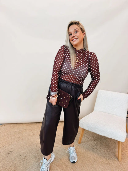 Soraya Dot Top Bordeaux