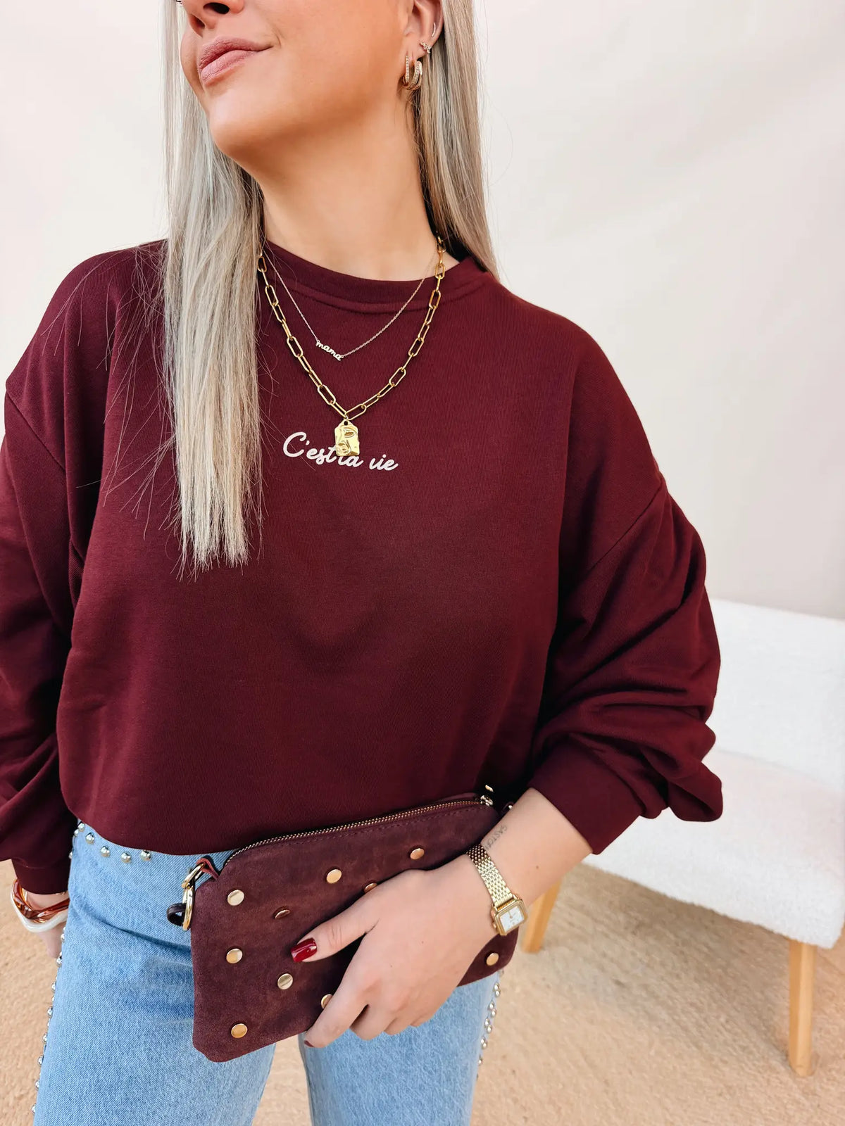 Sweatshirt C'Est La Vie Bordeaux