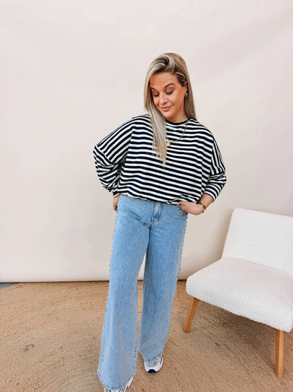 Jorina Striped Sweatshirt Navy
