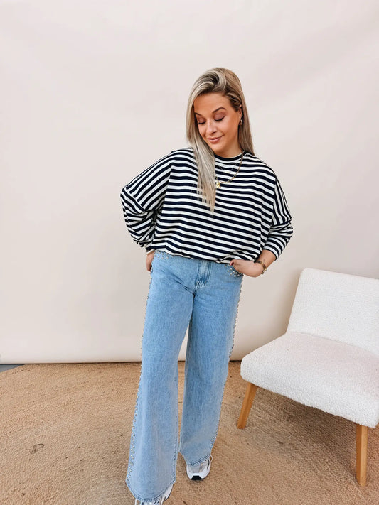 Jorina Striped Sweatshirt Navy