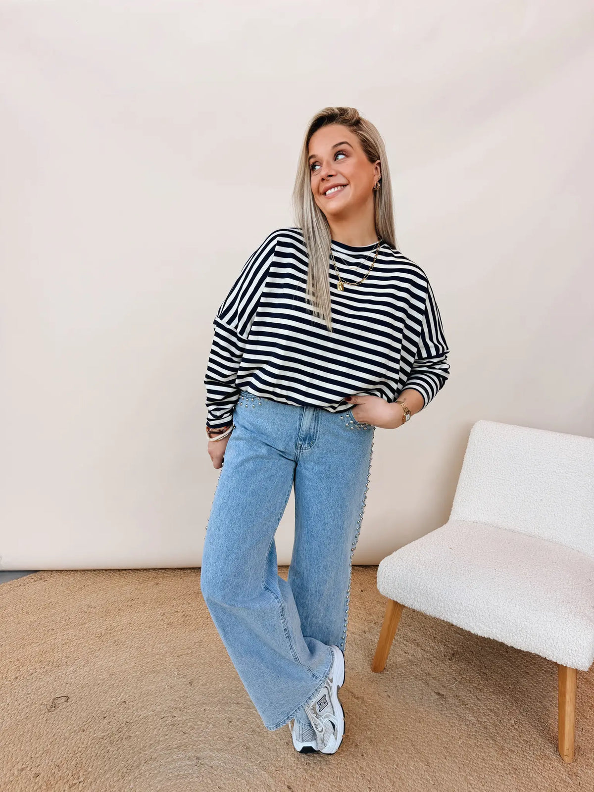 Jorina Striped Sweatshirt Navy
