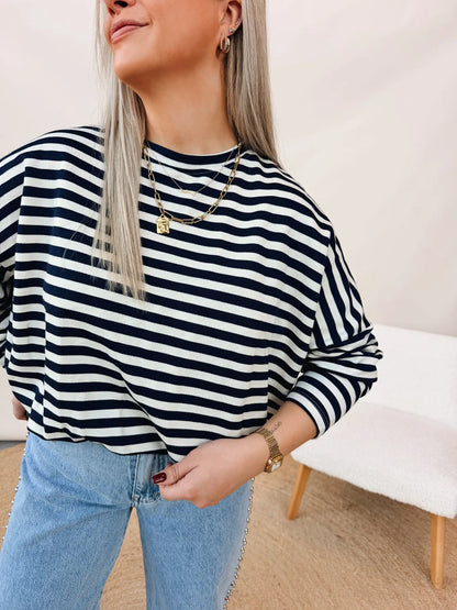 Jorina Striped Sweatshirt Navy