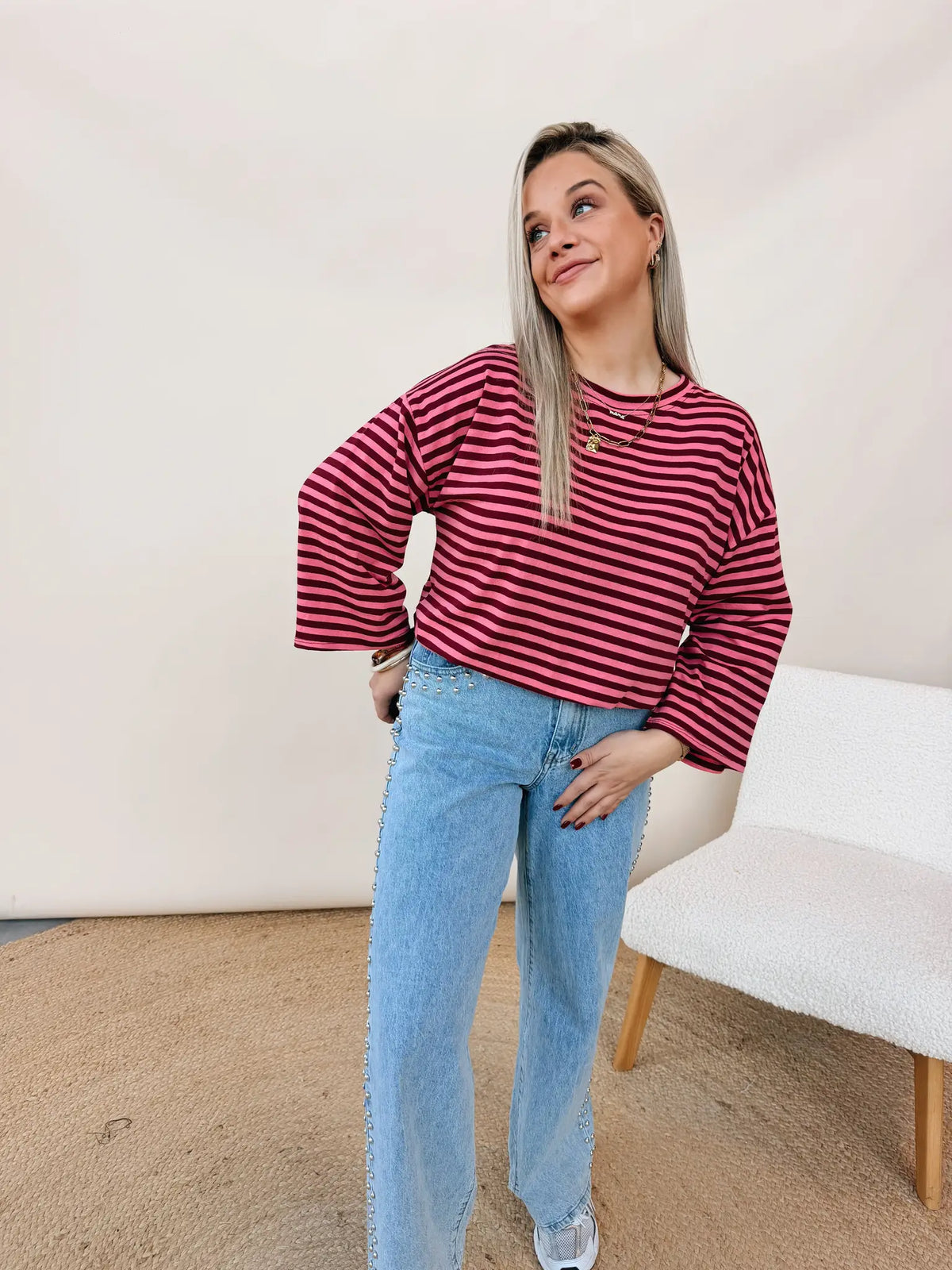 Aylin Striped Top Bordeaux