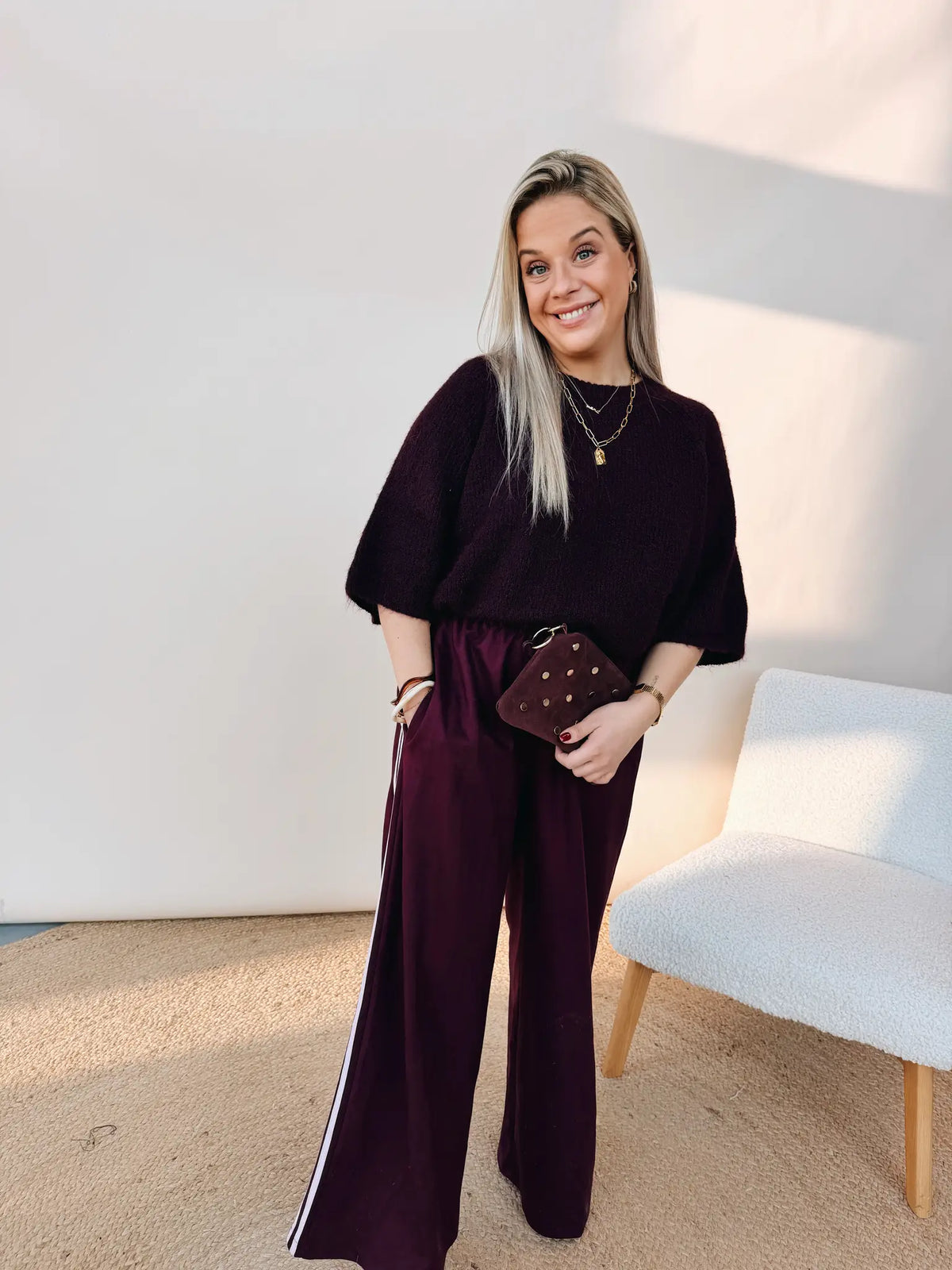 Lotte Striped Pantalon Burgundy