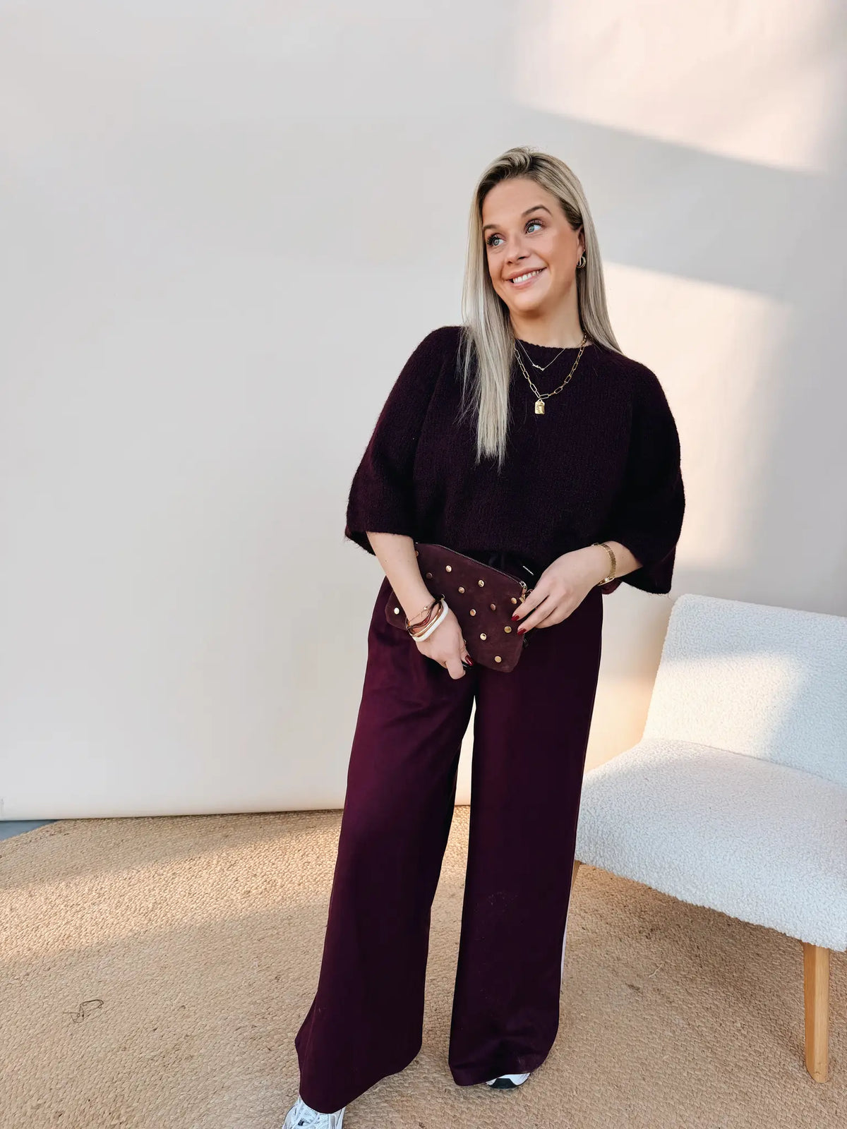 Lotte Striped Pantalon Burgundy