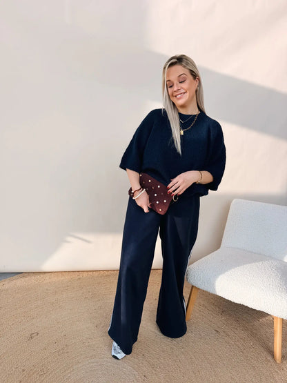 Lotte Striped Pantalon Navy