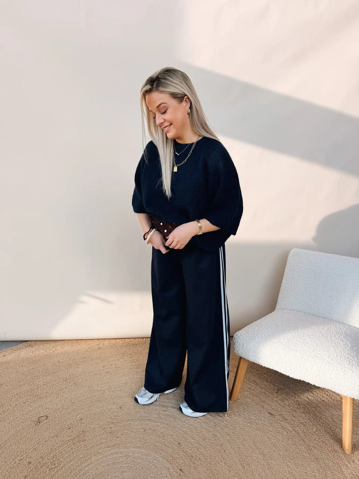 Lotte Striped Pantalon Navy